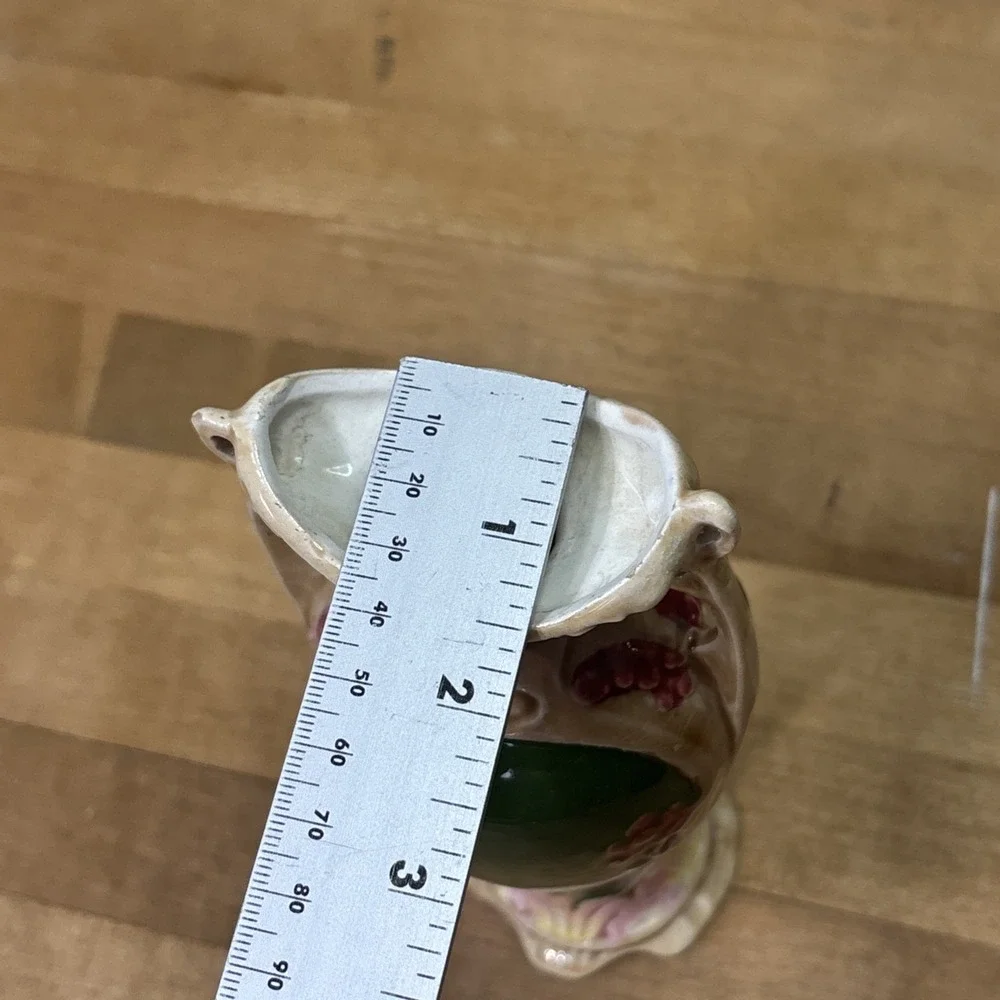 Antique c1900 Art Nouveau Majolica Vase Austrian German Floral Pierced Handle